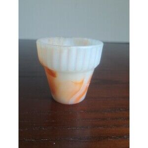 Vintage Akro Agate Caramel Slag Glass Miniature Flower Pot